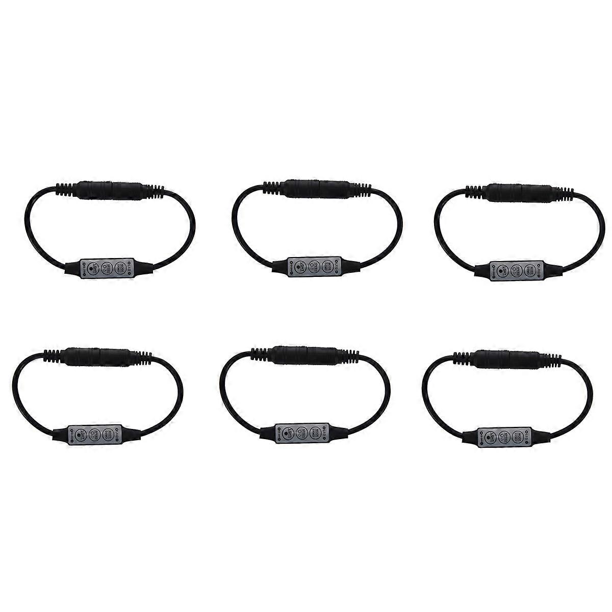 6X Low-Profile Inline Controller Mini 3 Key Dimmer Switch for LED Strip Light Black
