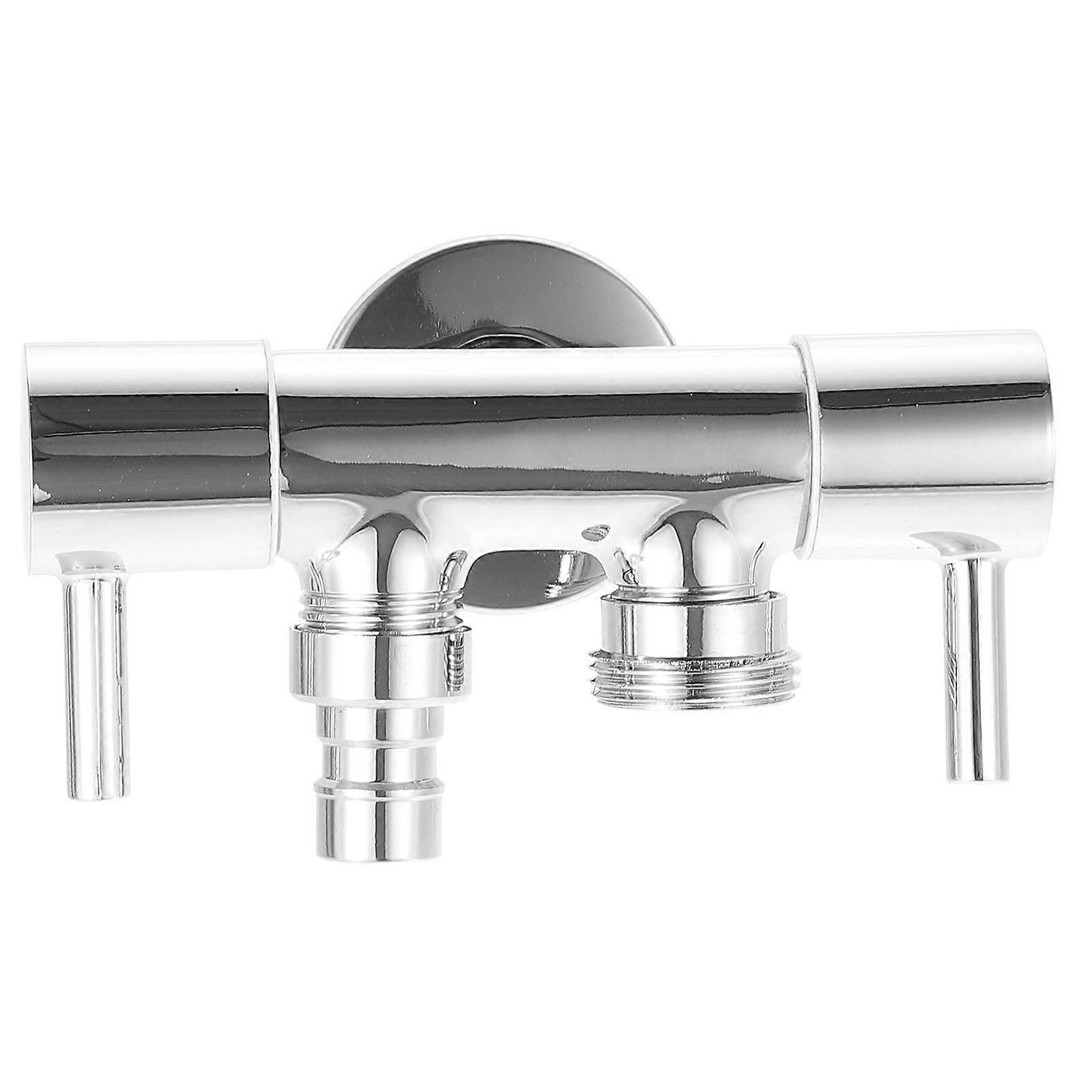 White Copper Double Control Double Outlet Angle Valve Water Diverter