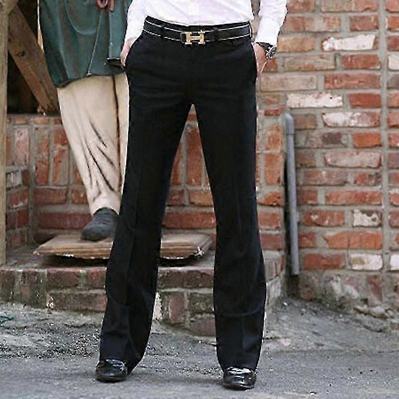Britischer Stil Herren Gerade Freizeithose mit weitem Bein - Anzughose mit Mikroüberlappung für Herren