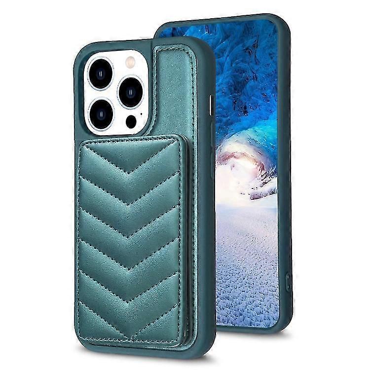 For iPhone 15 Pro Wave Pattern Card Bag Holder Phone Case