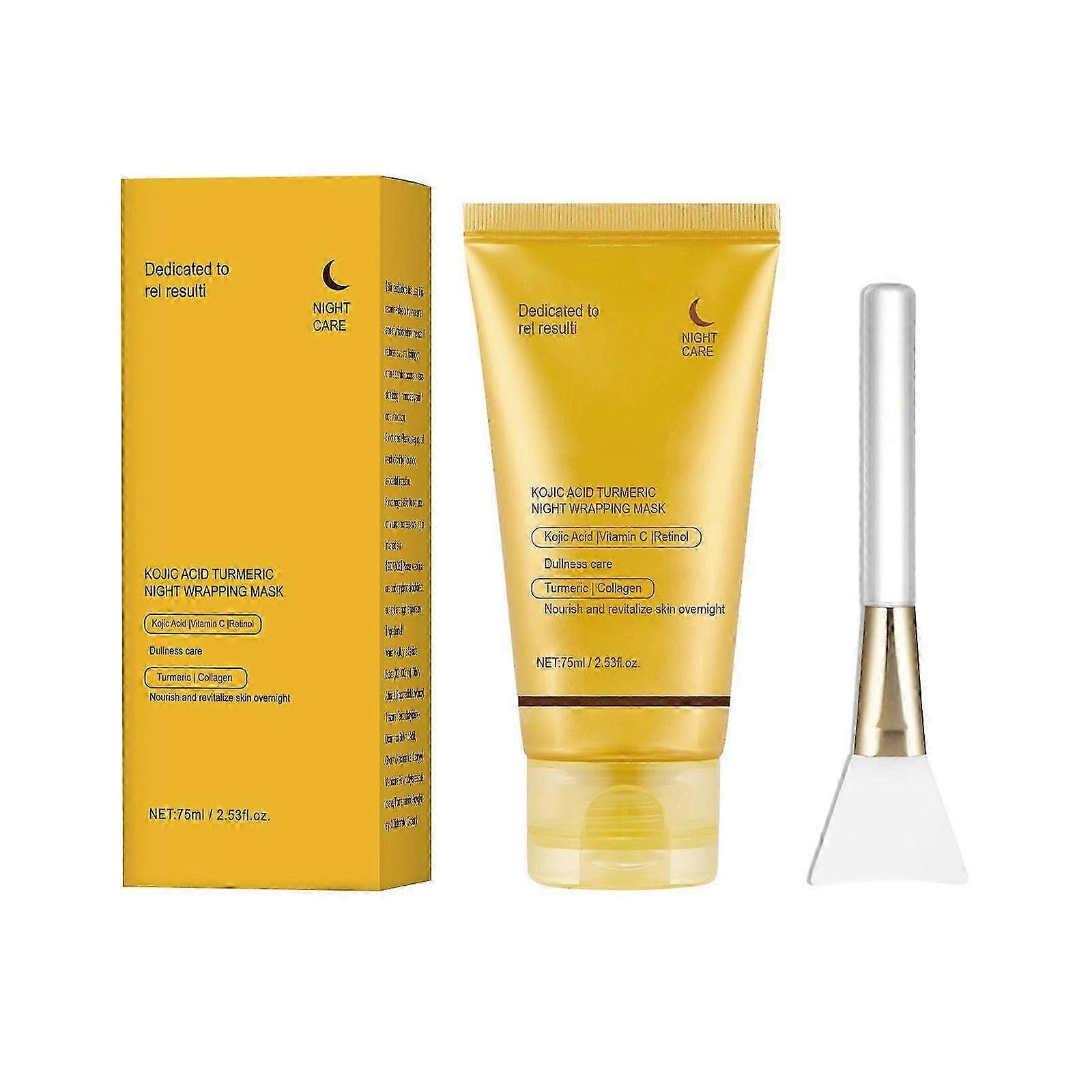 Le masque peel off enveloppant de nuit à l’acide kojique et au curcuma éclaircit et protège contre le stress cutané pour un teint clair et éclatant