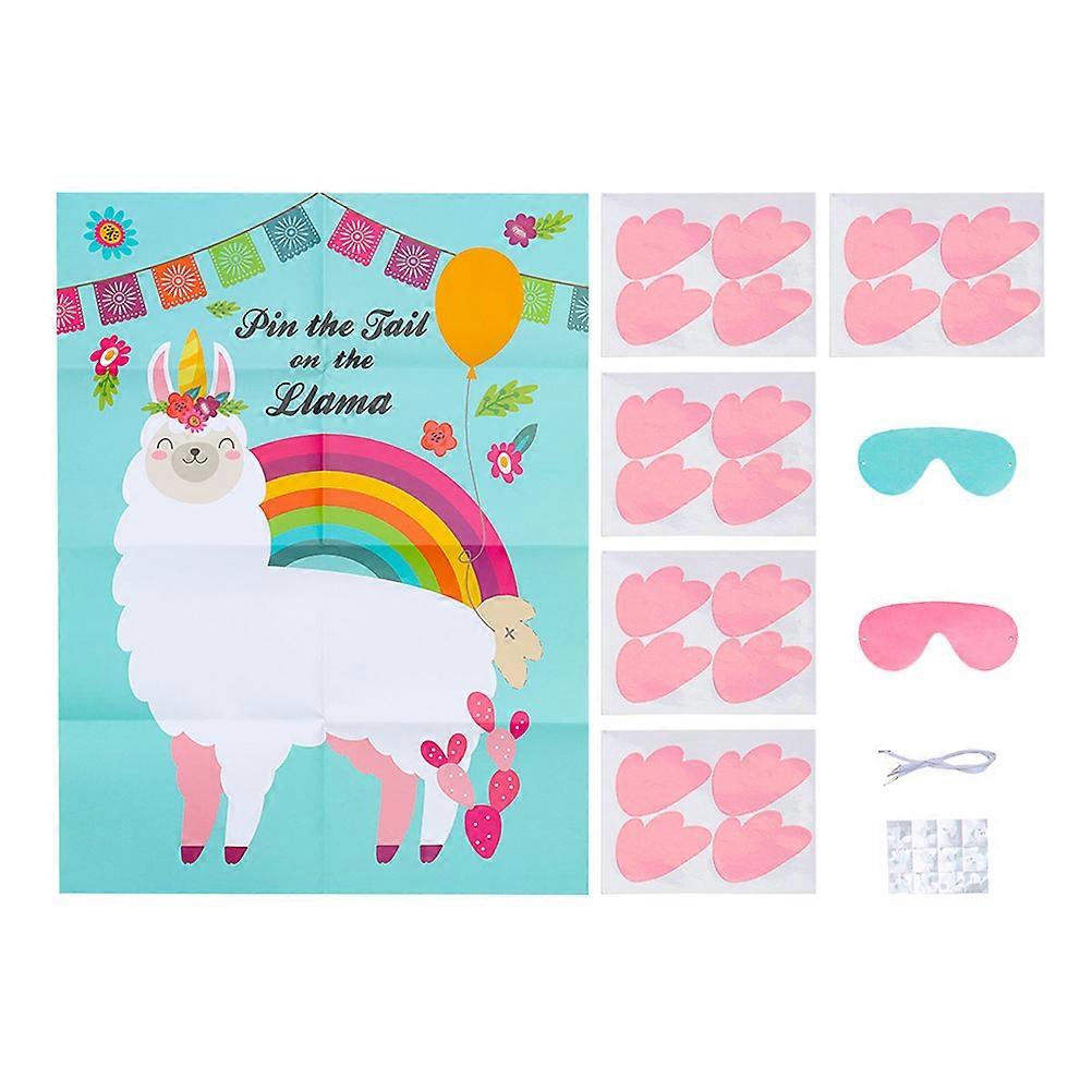 2 Sets Alpaca Unicorn Game Posters with Reusable Tail Stickers for Birthday Parties, Classroom & Home Decor