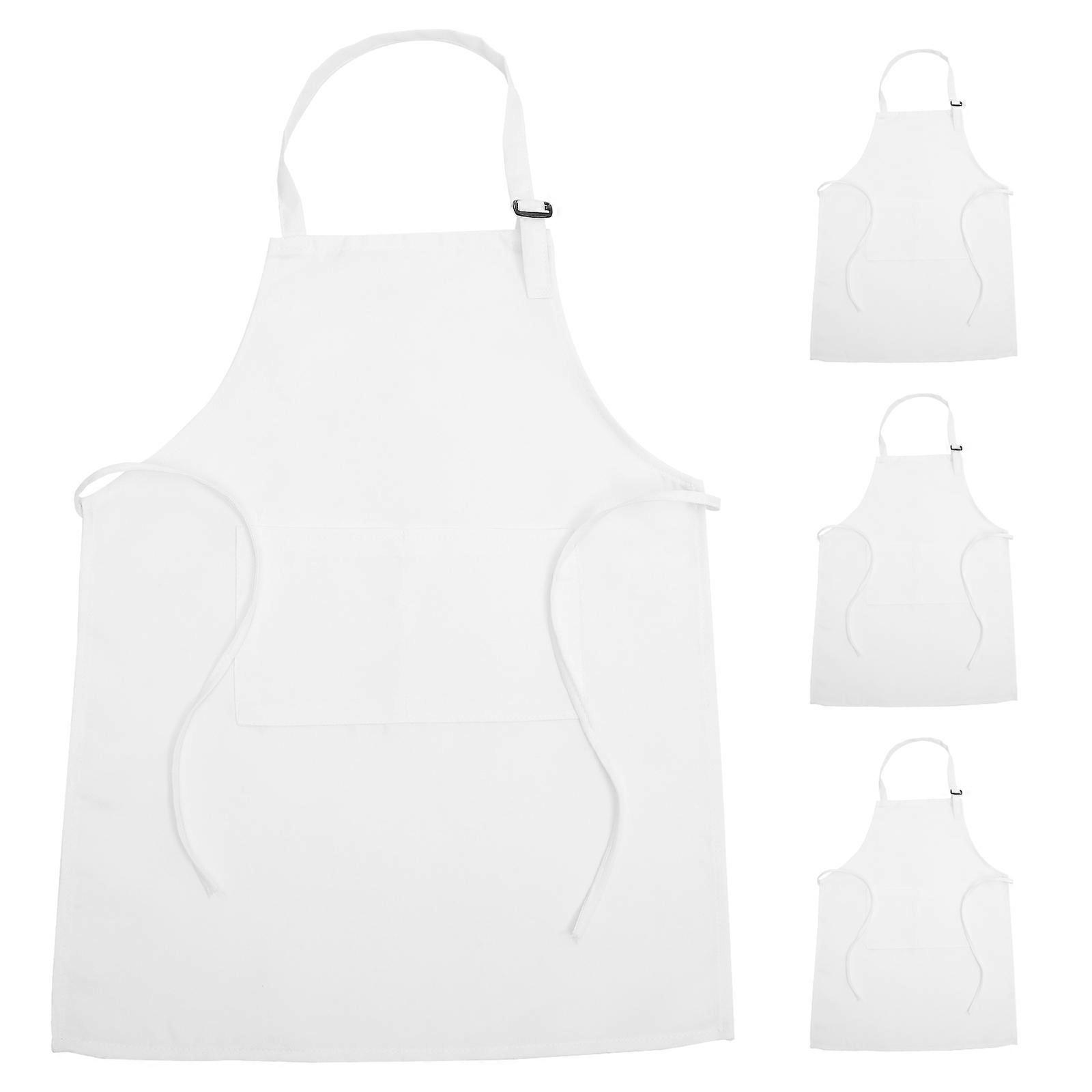 Children's Reusable Painting Apron Adjustable Design White Polyester For Educational Institutions