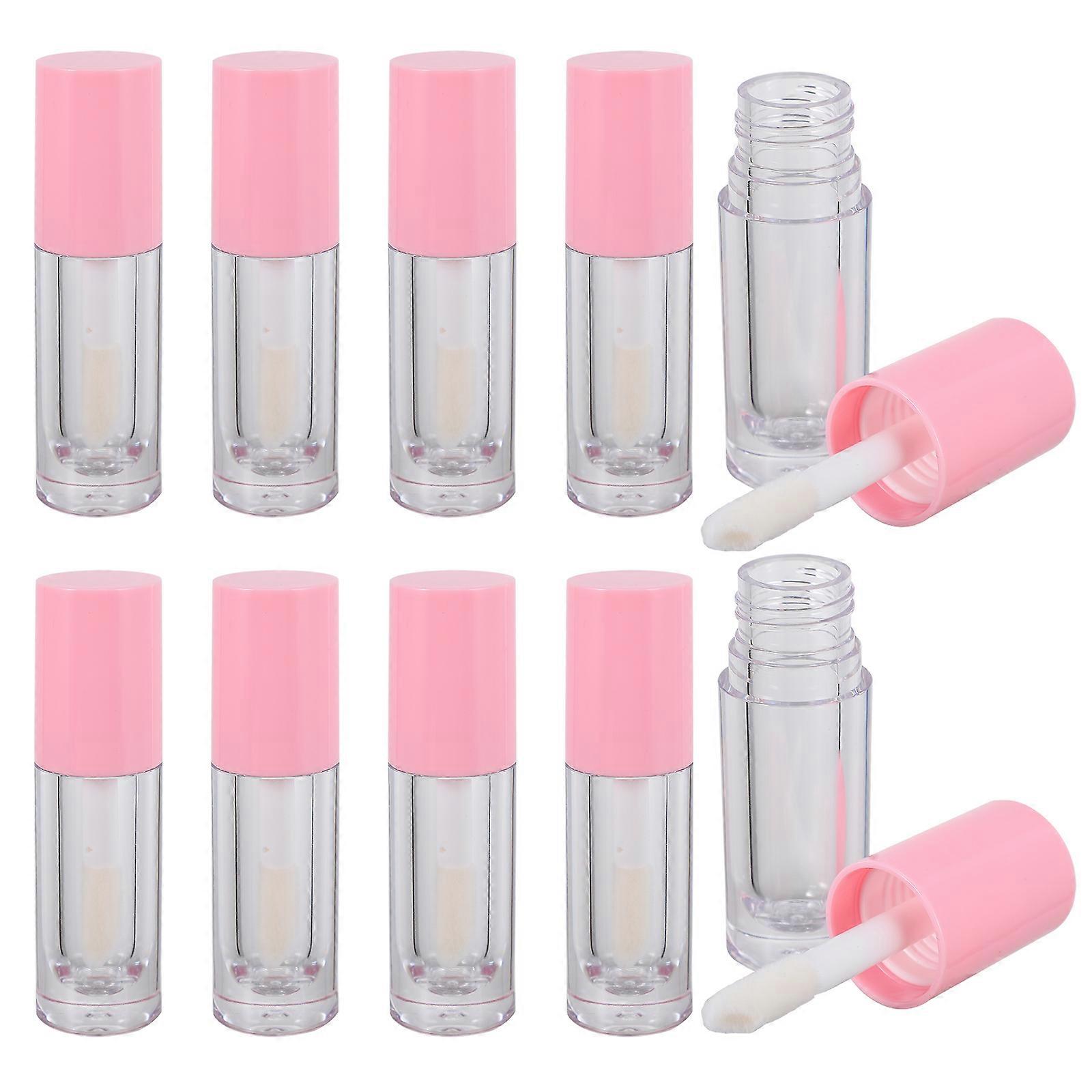 Empty Lip Gloss Tubes 10Pcs 6Ml Portable Cosmetic Container For Women Travel-Friendly Pink Cylindrical Design
