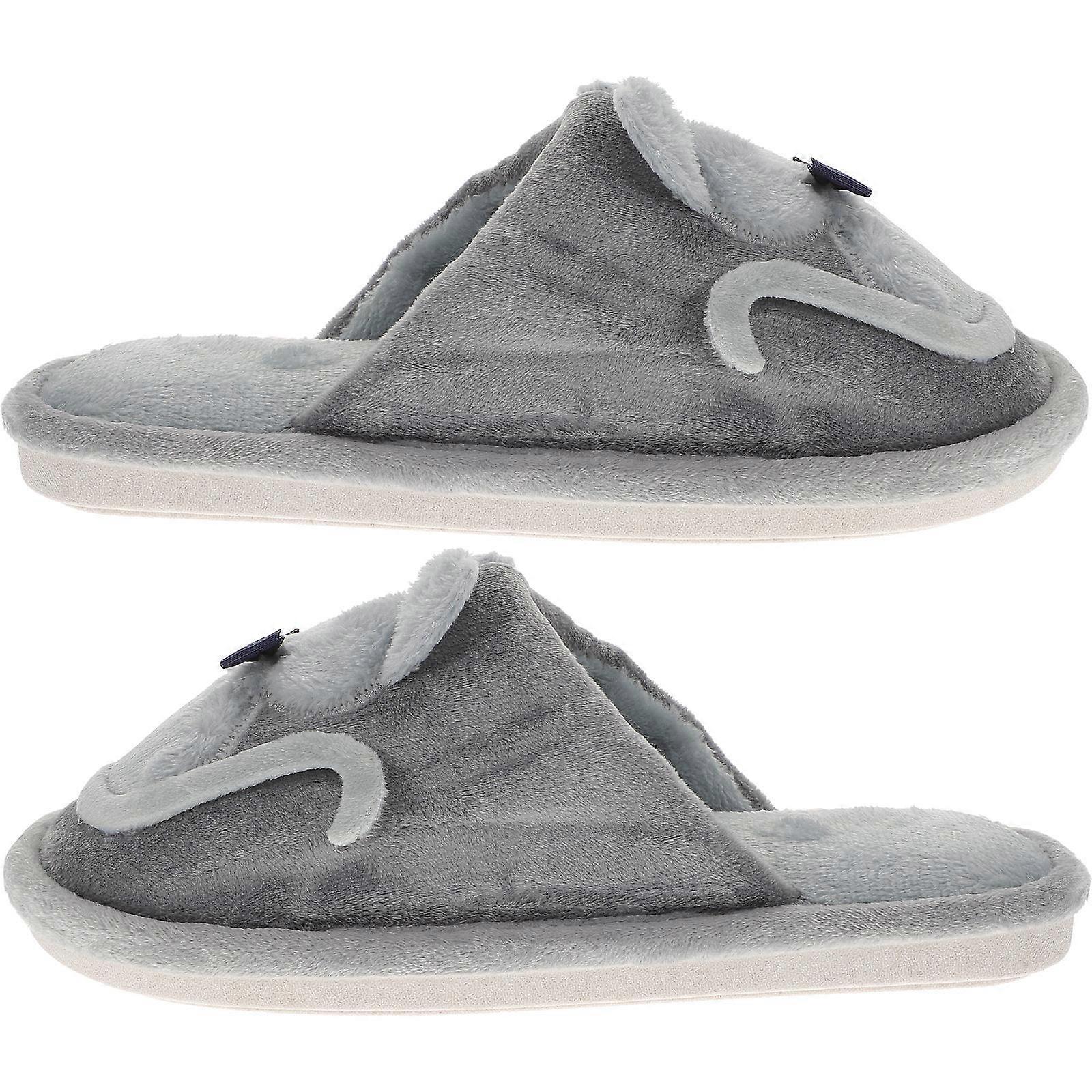 Warm Cotton Slippers for Kids with Cartoon Design Grey Color and Antislip Soles Size 23CM