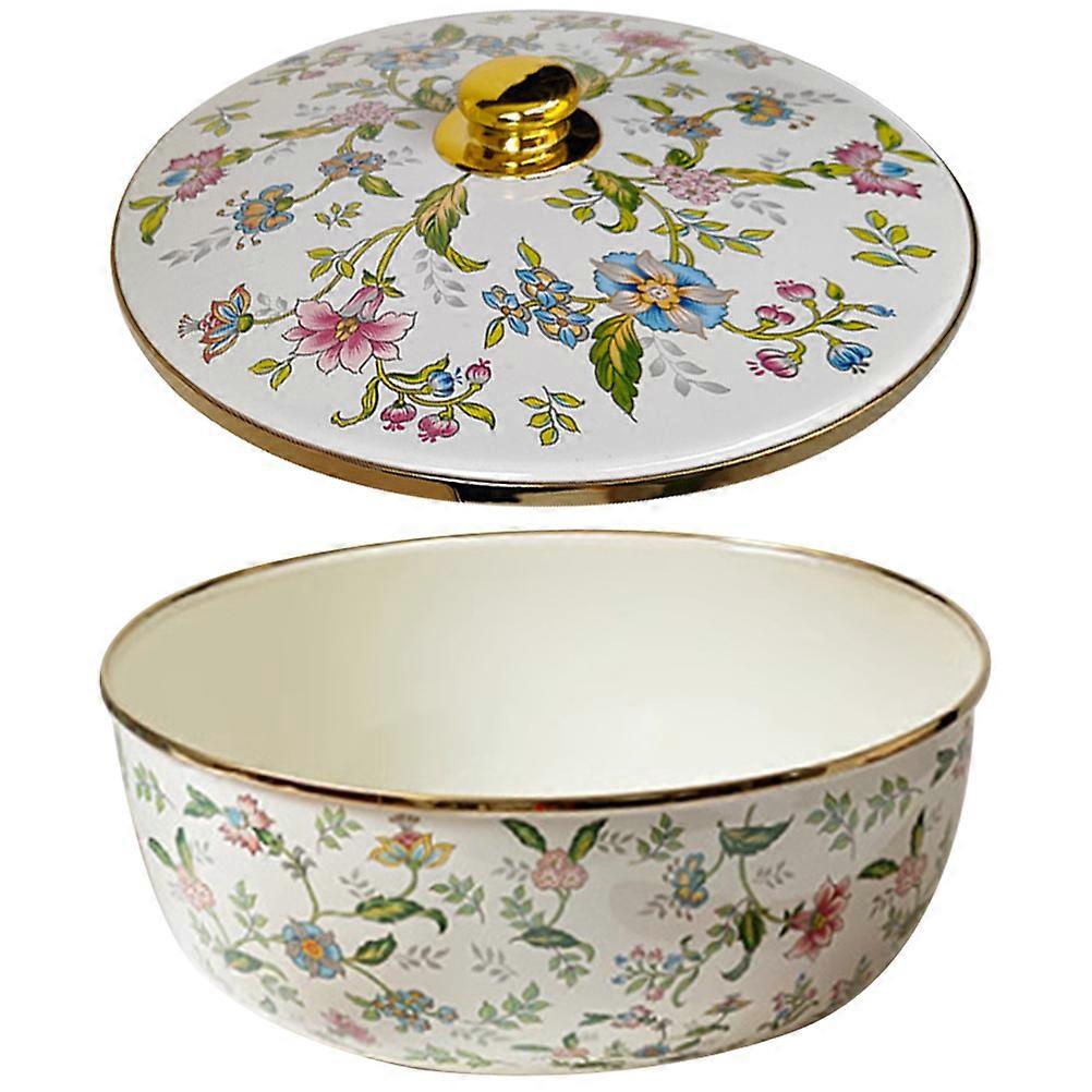 Enamel Food Container Round Enamel Basin For Kitchen Use 29X15CM Multi Color Serving Fruit 1Pcs