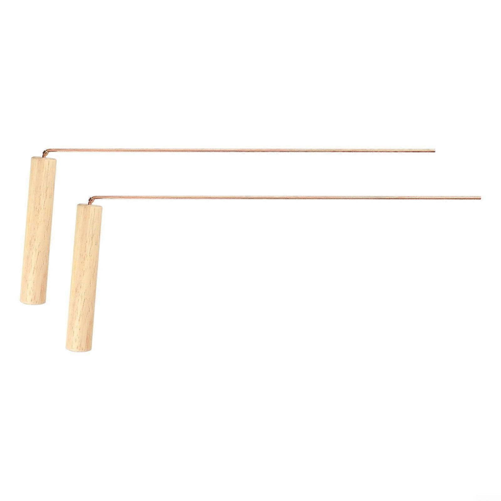 Copper dowsing rods for divination, improved comfort, 2 pieces with wooden handles