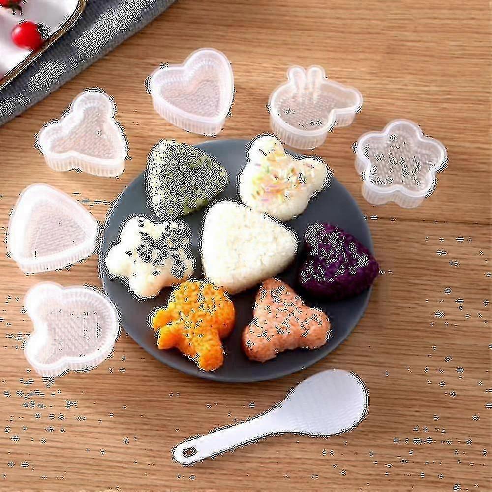6 Creative Cartoon Triangle Rice Ball Molds for Kids' Bento Boxes - DIY Sushi Making Kit