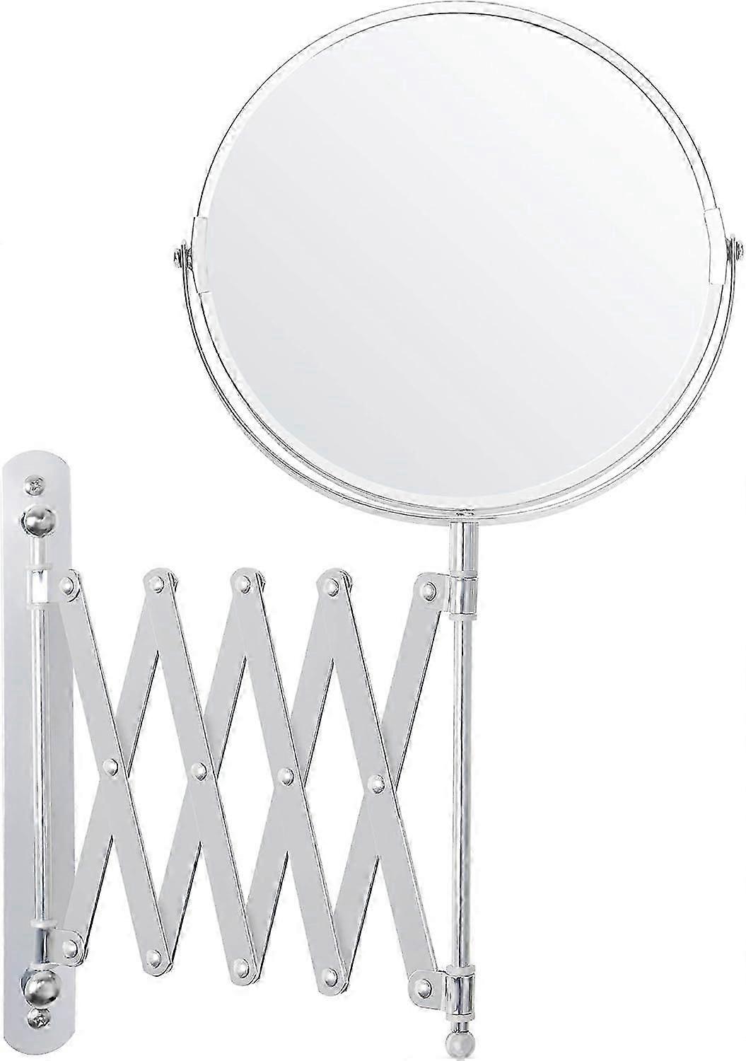 Chrome Wall Mounted Retractable 360 Rotating Mirror - 3x Magnification