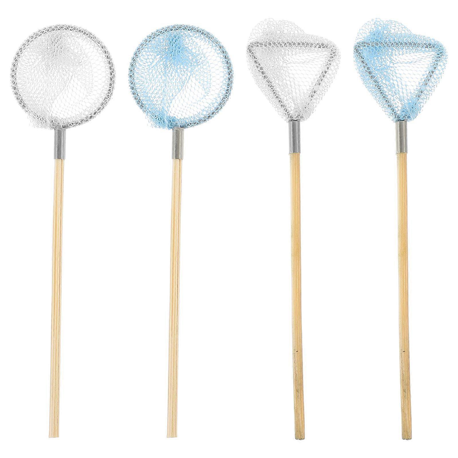 4pcs Miniature Fishing Net Tool Doll House Accessory Mini House Decoration Small Insect Catching Net