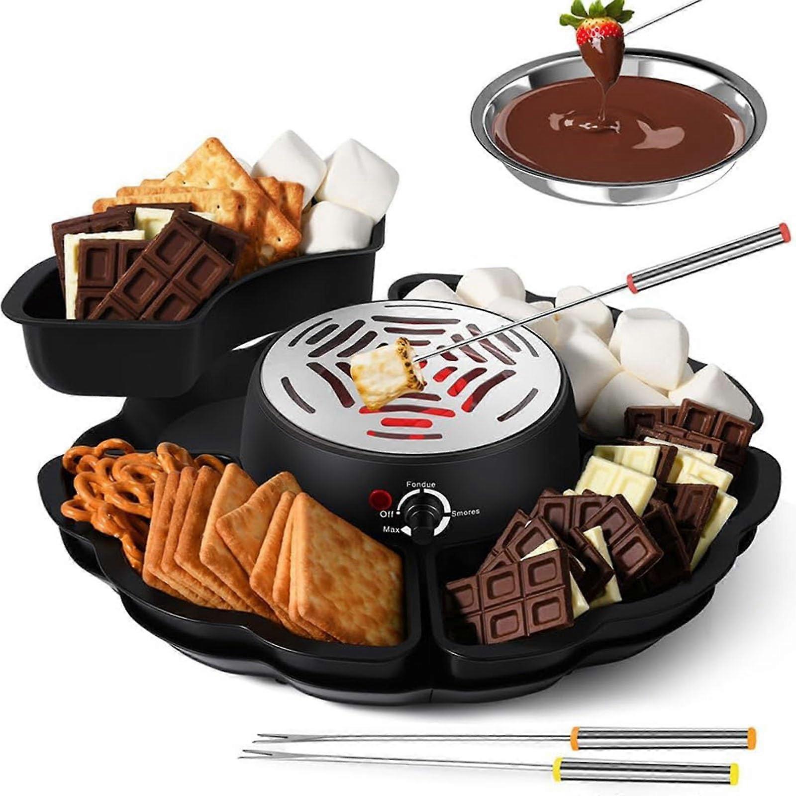 Electric S'Mores Maker and Fondue Pot, 280W Chocolate and Cheese Melter with Temperature Control for Indoor Parties