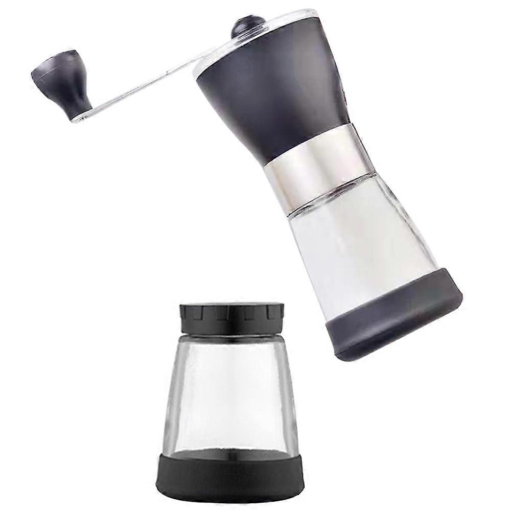 Manual Coffee Bean Grinder with Stainless Steel for Home Kitchen Use Black Compact Design