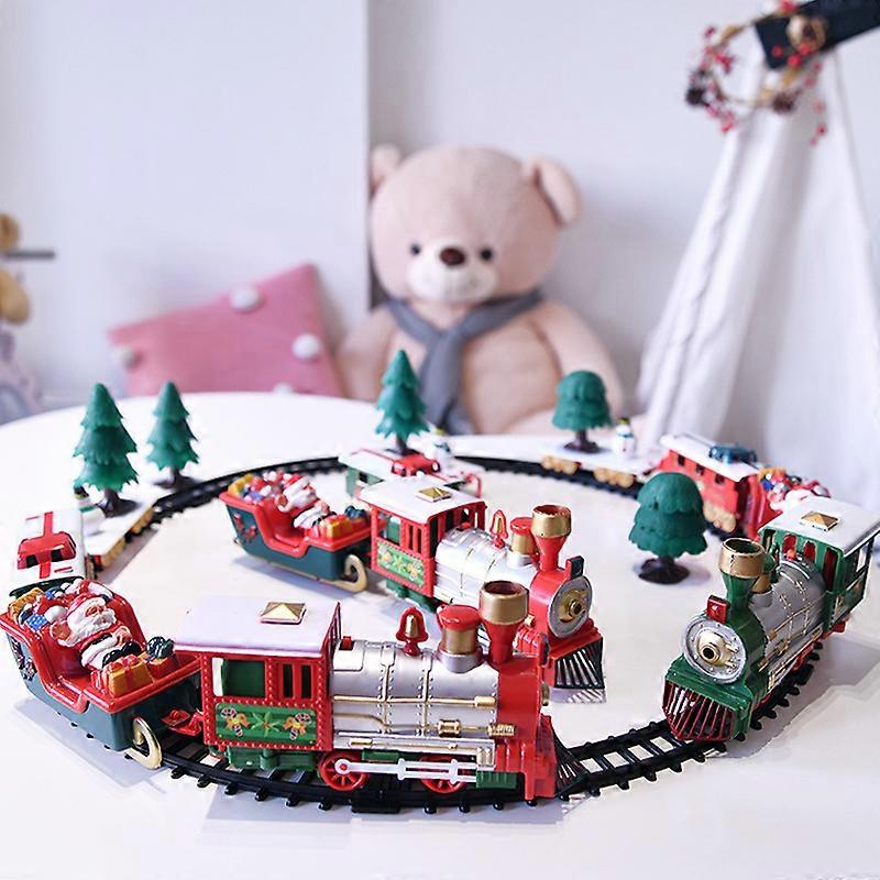 Jouet de train de chemin de fer électrique de Noël de style rétro avec musique train de chemin de fer électrique ensemble Avent d’Halloween gift_1