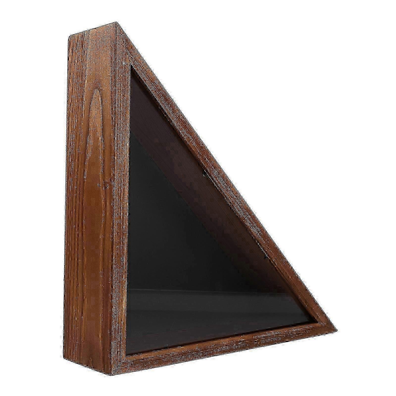Wooden Display Case for Flags - 44x22x8.5cm Brown Storage Box with Glass Front