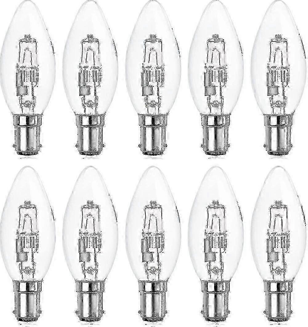 10 Pack B15d Dimmable Halogen Bulbs, 42W Eco Candle Light Bulbs with Small Bayonet Base for Chandeliers and Lamps