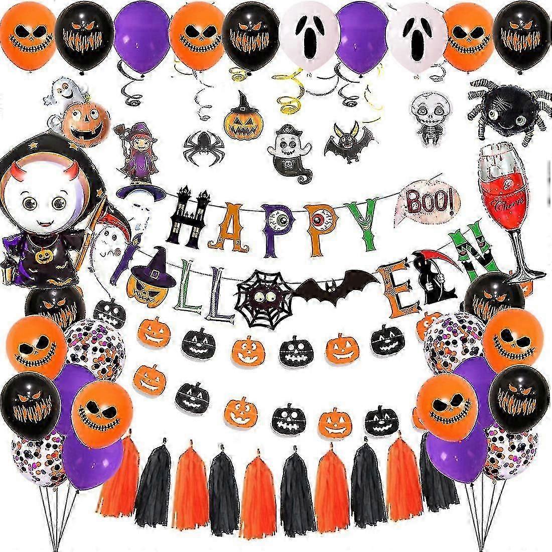 Ensemble de ballons d’Halloween effrayants avec un tissu étrange et une toile d’araignée pour le kit de décorations de fête au Royaume-Uni