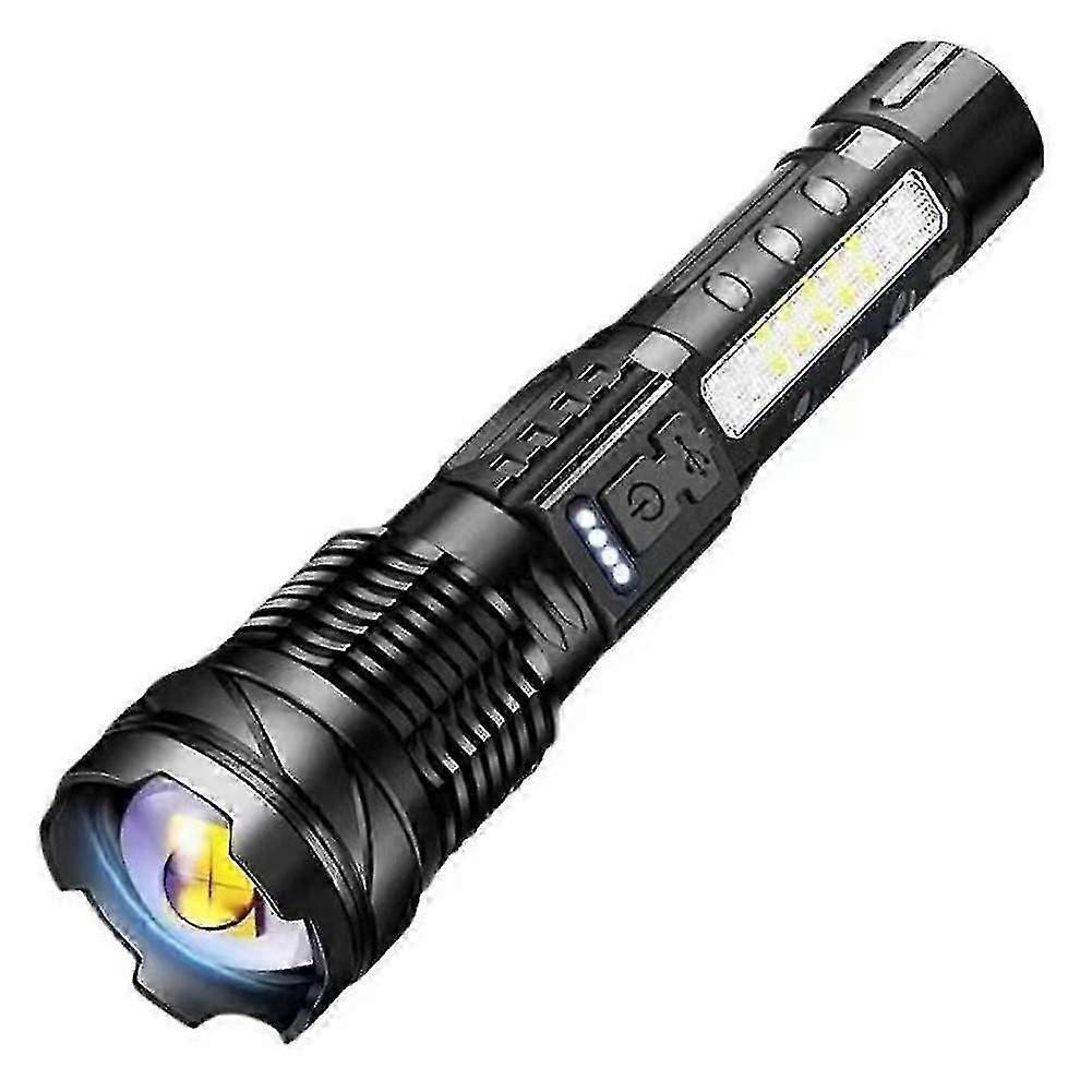 Flashlight Light Camping Hiking Lamp with COB Warning Side Work Light Strong