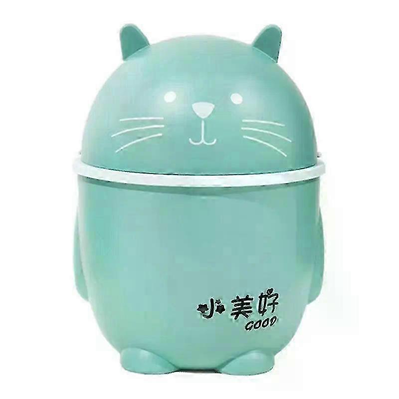 Cartoon Cat Theme Plastic Table Top Trash Can for Desktop, Waste Bin with Garbage Basket for Home Office, Dustbin with Sundries Barrel