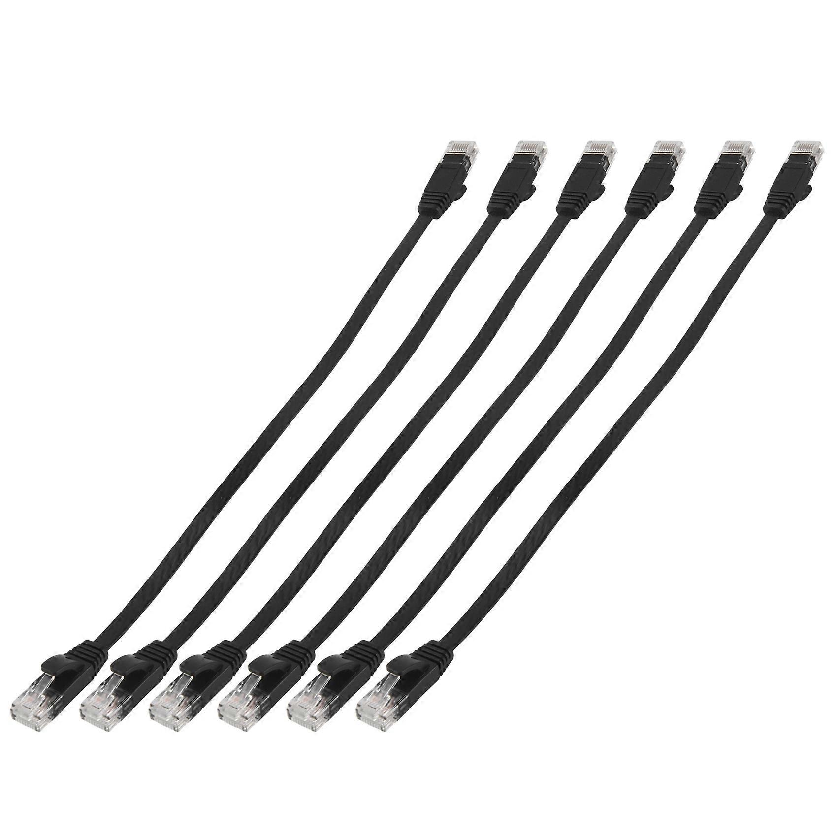 6 Pcs 1 Ft Flat Internet Network Cable Solid Cat6 High Speed Patch Lan Wire With Snagless Rj45 Conne