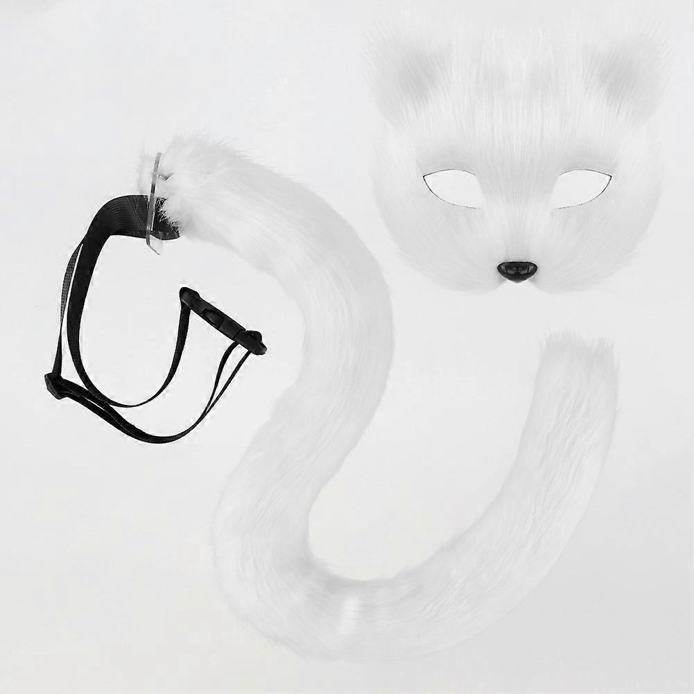 Simulation cat mask plush mask two-piece set handmade animal tail cosplay live props dance performance