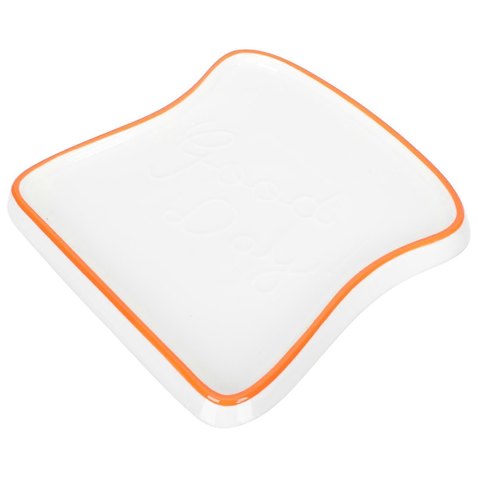 Orange Food Storage Plate Ceramic Toast Shape for Household