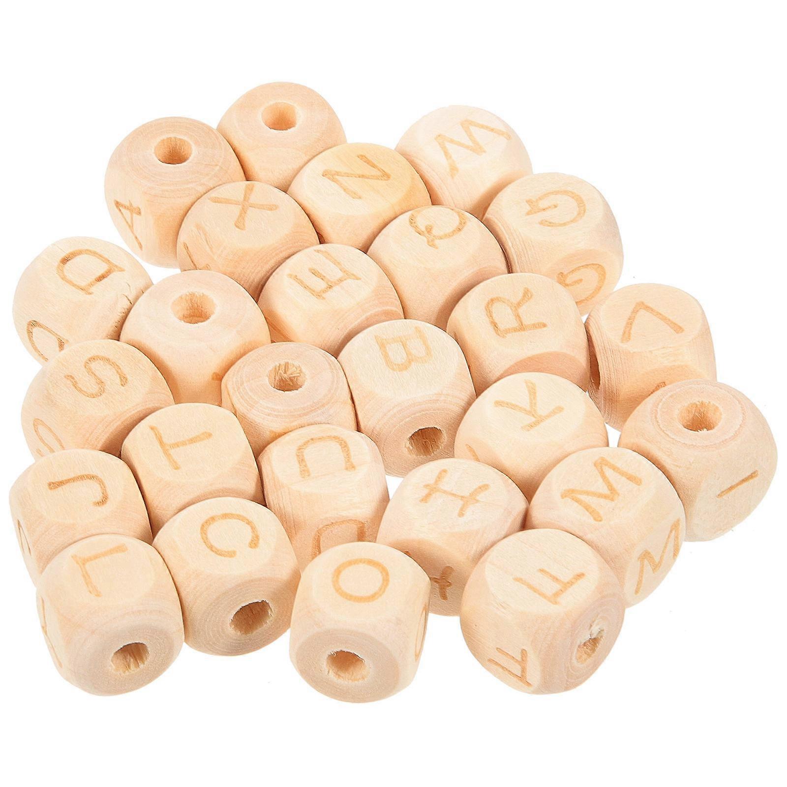 Loose Beads Letters Toys Wooden Learning Block for Kids 52Pcs