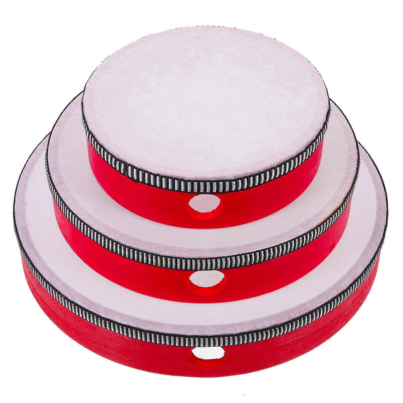 Musical Hand Drum Red Tambourine for Kids Use with 9Pcs Percussion