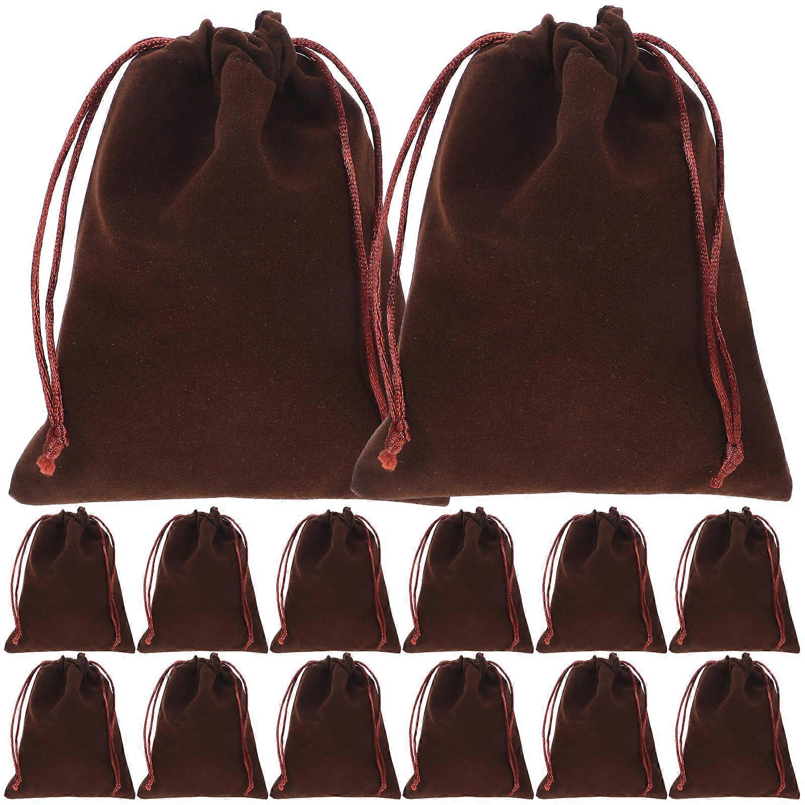 Coffee Jewelry Bags Drawstring for Storage Use 20Pcs Plush Pouch Set