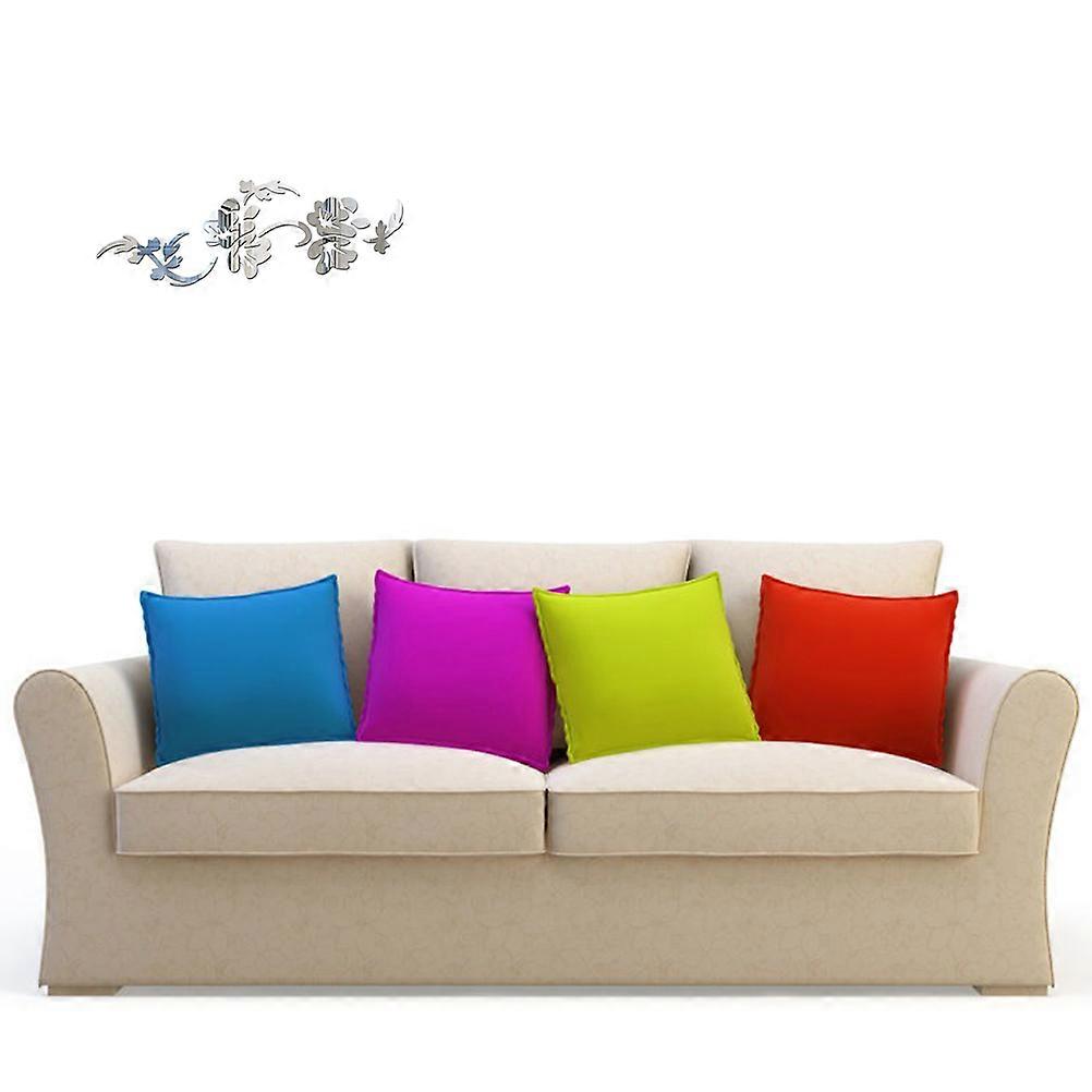 Creative Mirror Wall Sticker Flower Vine for Wall Decor Silver