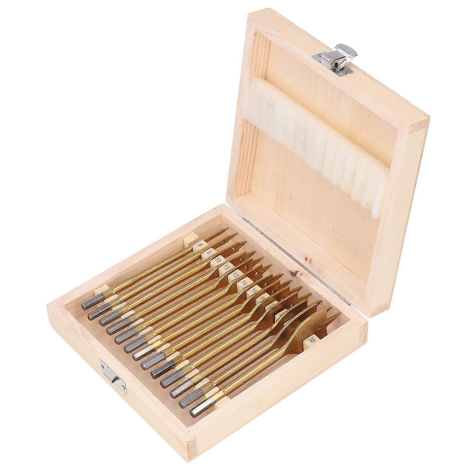 13Pcs Woodworking Flat Bit High Carbon Steel 1/4in Hex Shank Spade Drill Bit Set Hole Cutter