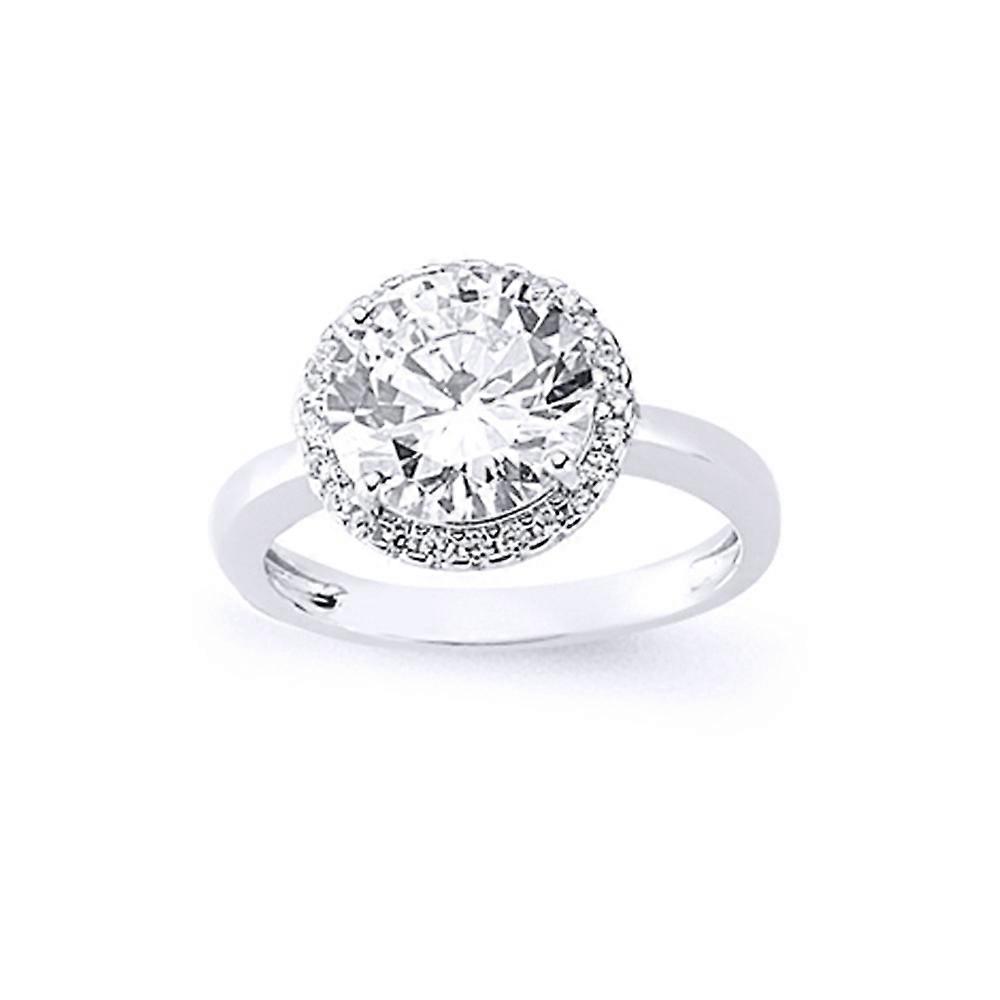 Jewelco London 女士纯银立方氧化锆光环订婚戒指