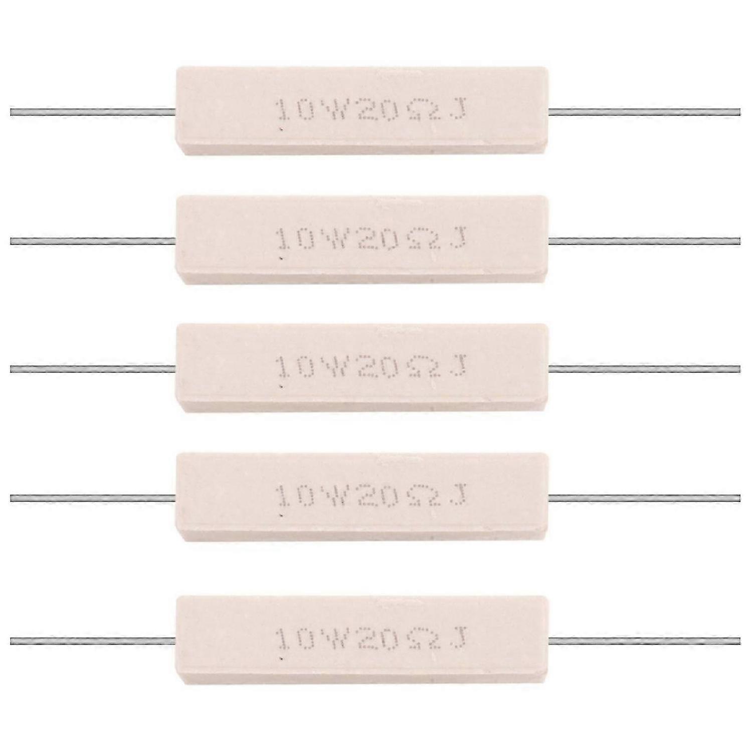 5x 10W 20 Ohm 5% Wirewound Ceramic Cement Resistor 10 Watt