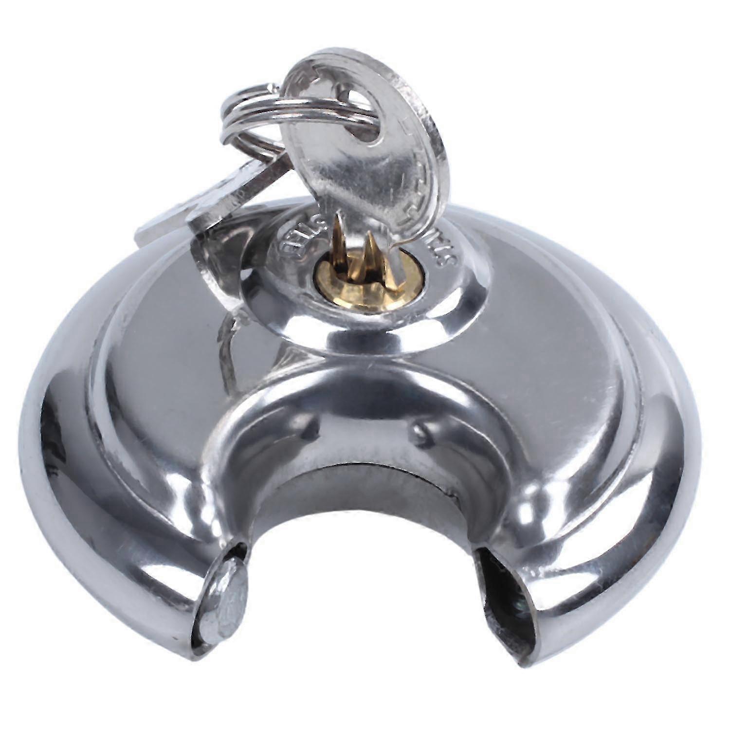 1x PADLOCKS HEAVY DUTY 70MM ROUND CIRCULAR DISC PADLOCK with 1 KEYS
