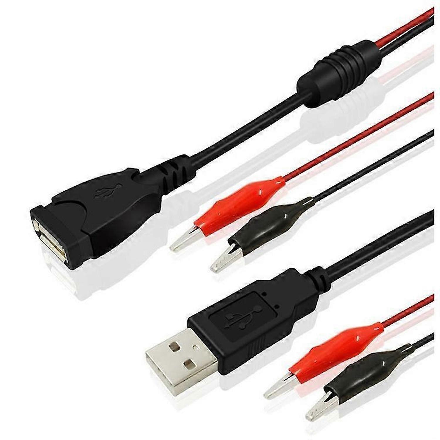2Pcs USB Alligator Clips Crocodile Wire Male/Female To USB Tester Detector DC Voltage Meter Ammeter