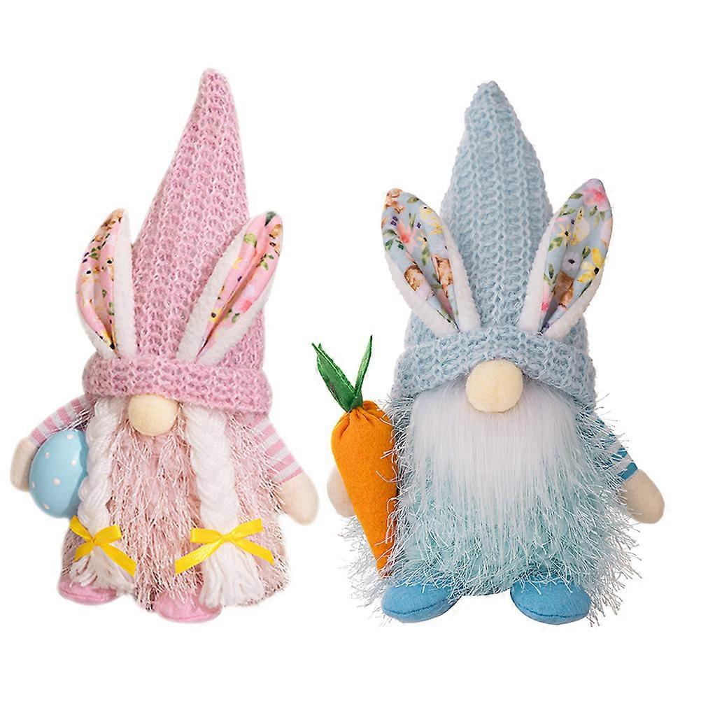 Bunny Standing Figurine Gnome Shape for Office Decoration Assorted Color Cloth Material Gift 2Pcs