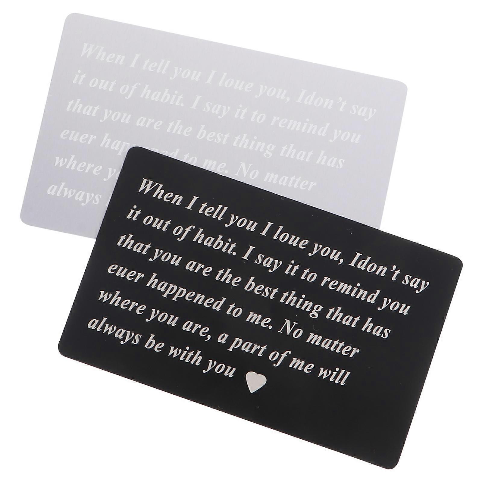 Decorative Alloy Rectangular Engraved Word Cards for Christmas Lovers Black 2Pcs