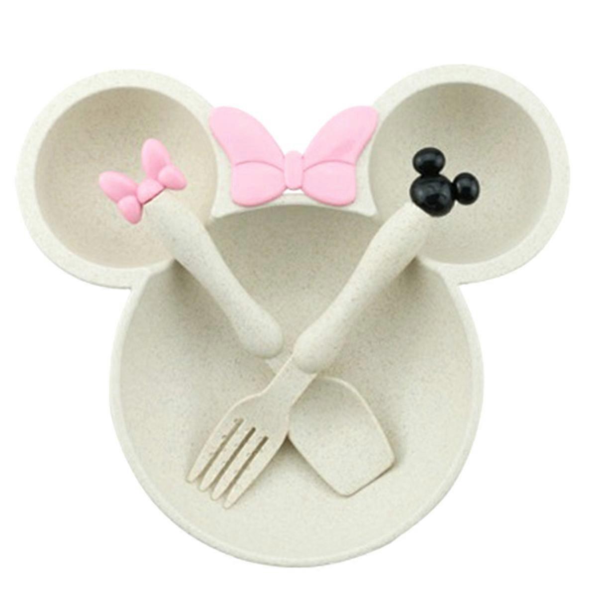 Cartoon Bowl Tableware Set Dishes Dinner Feeding Plate Creamy-White