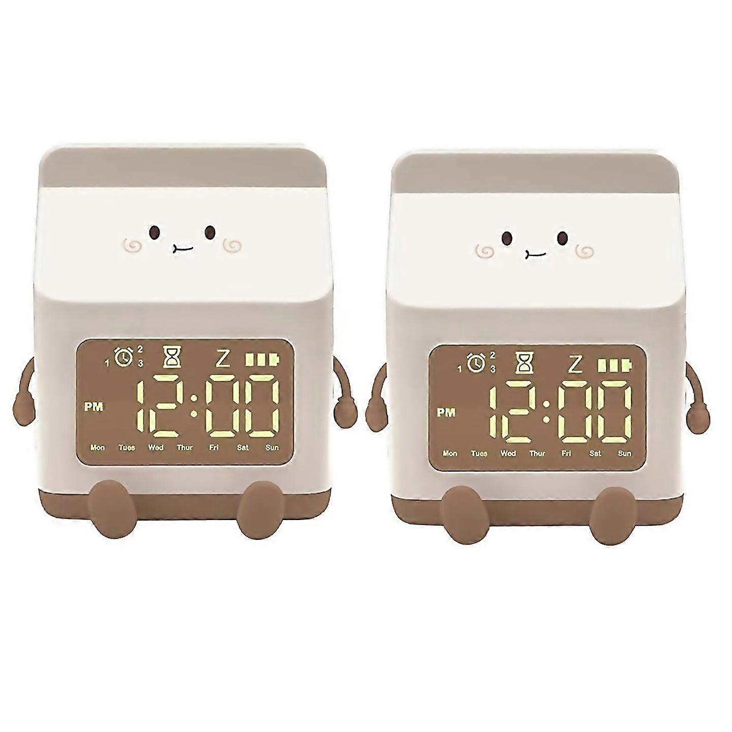 For Milk Carton Electronic Alarm Clock Countdown Cute Alarm Clock Brown