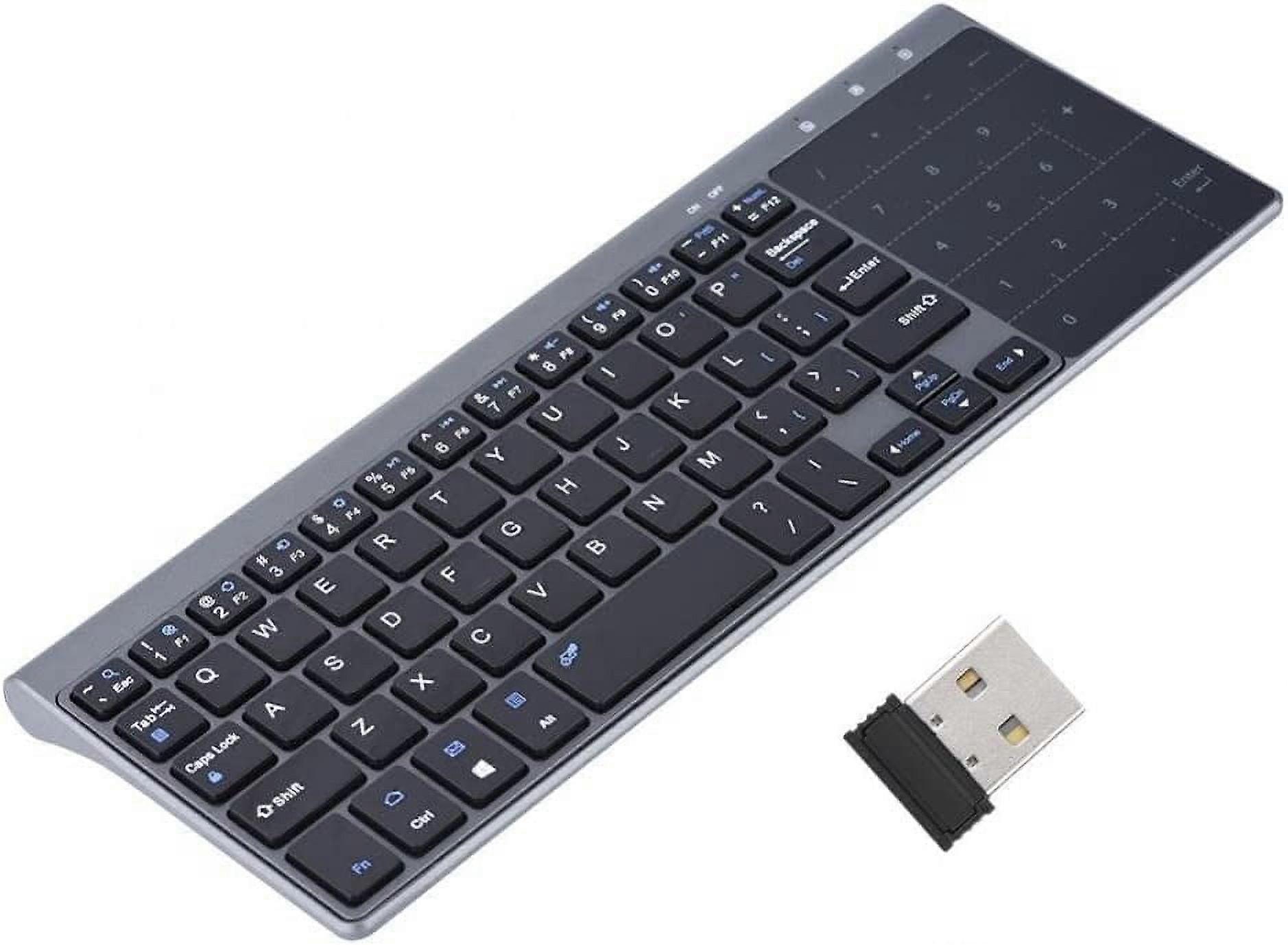 Yirtree Mini Slim Wireless Keyboard, 2.4Ghz Wireless Keyboard Handheld with Touchpad for PC Notebook TV Box Notebook Computer Portable PC Keyboard