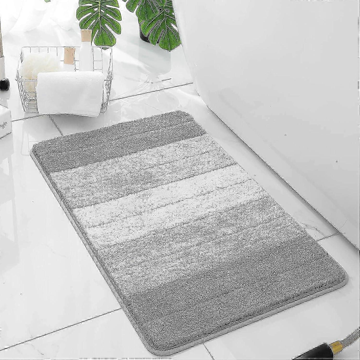 Bath Mat, Small Microfiber Bathroom Rugs 17" x 24"(Grey Gradient)