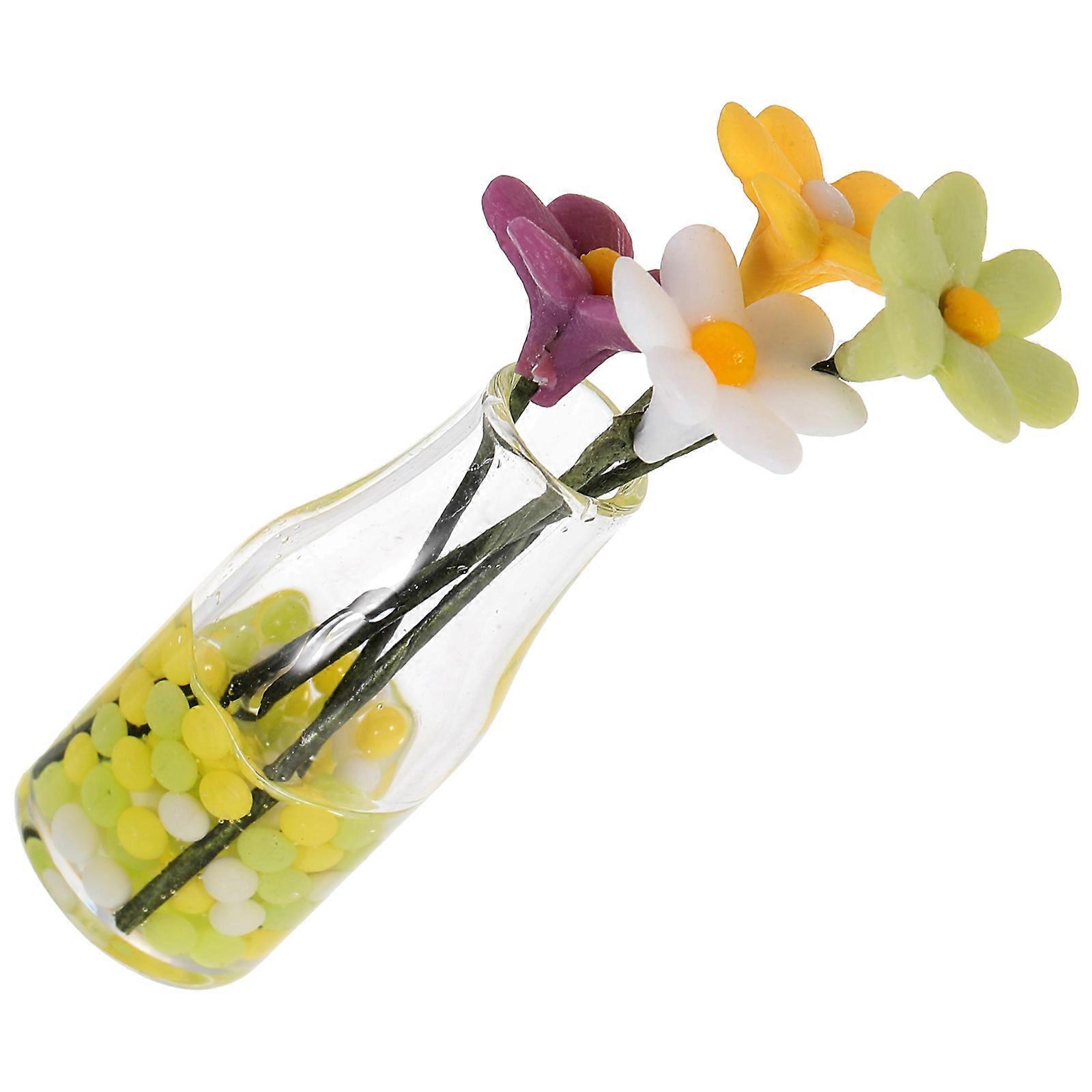 Miniature Daisy Flower Vase Small Dollhouse Decoration for Decor