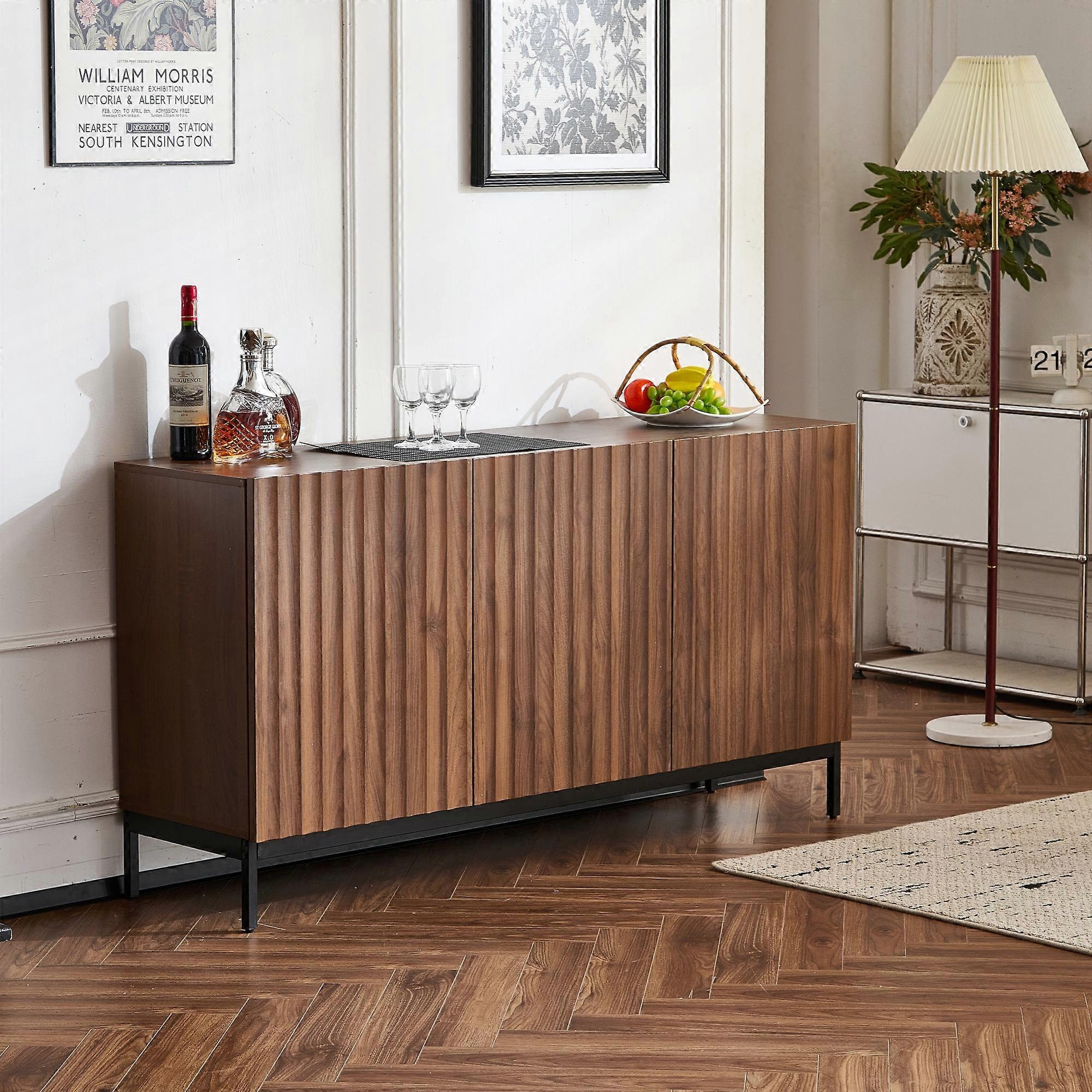 Modern Oak Adjustable Storage Sideboard 150x40x80cm 3 Door Tip Out