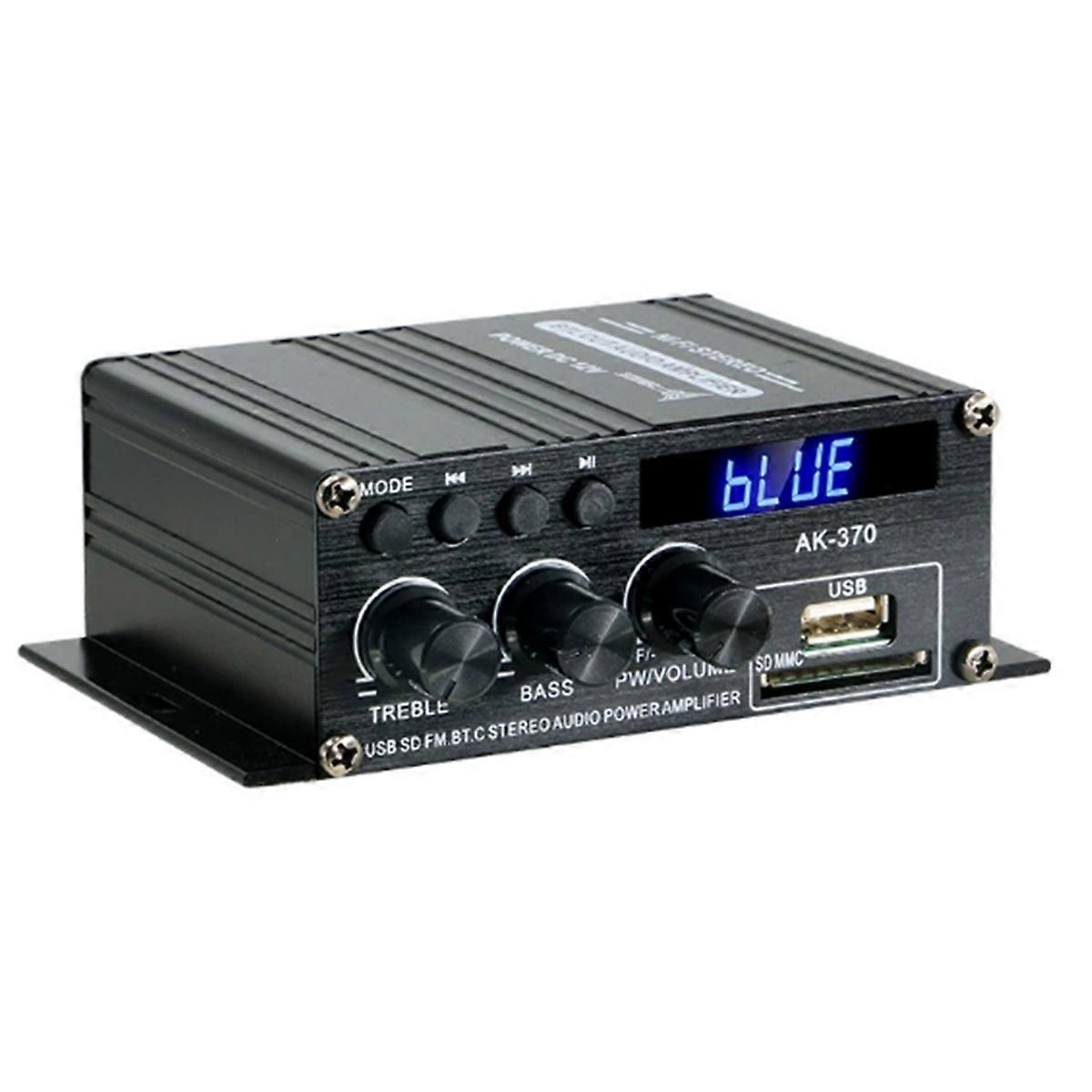 Sound Amplifier Channel 2.0 HIFI Bluetooth Amp Home Digital Audio 12V3A AK370 for Car Treble