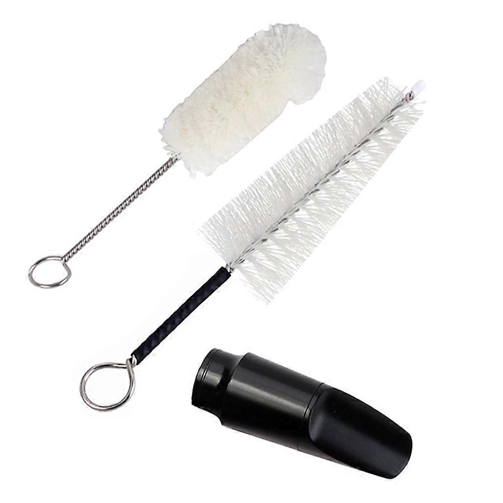 Saxophone Soprano Mouthpiece and Cleaning Brush Set for Music Instrument 3Pcs