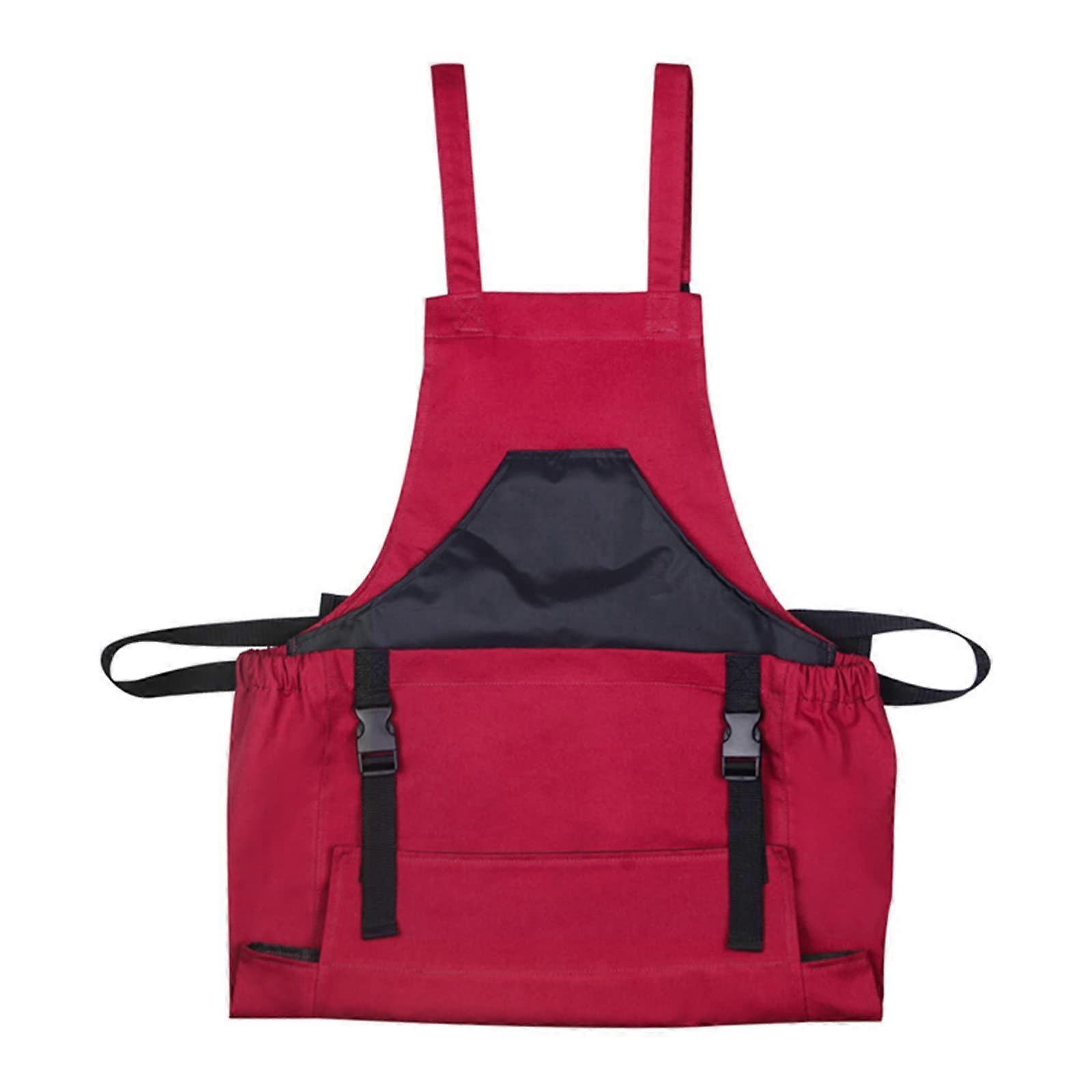 Adjustable Fruit Picking Bag Garden Apron Storage Pouch Canvas Quick Release Easy to Use Red Farm Helper Tool