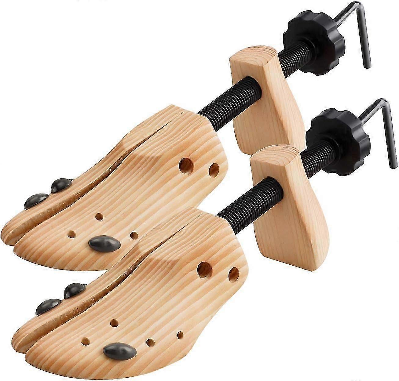 1pair Way Shoe Trees Wooden Shoe Stretcher,Adjustable Large Size for Men and Women, Wood Shaper Set of 2 Stretches Length & Width