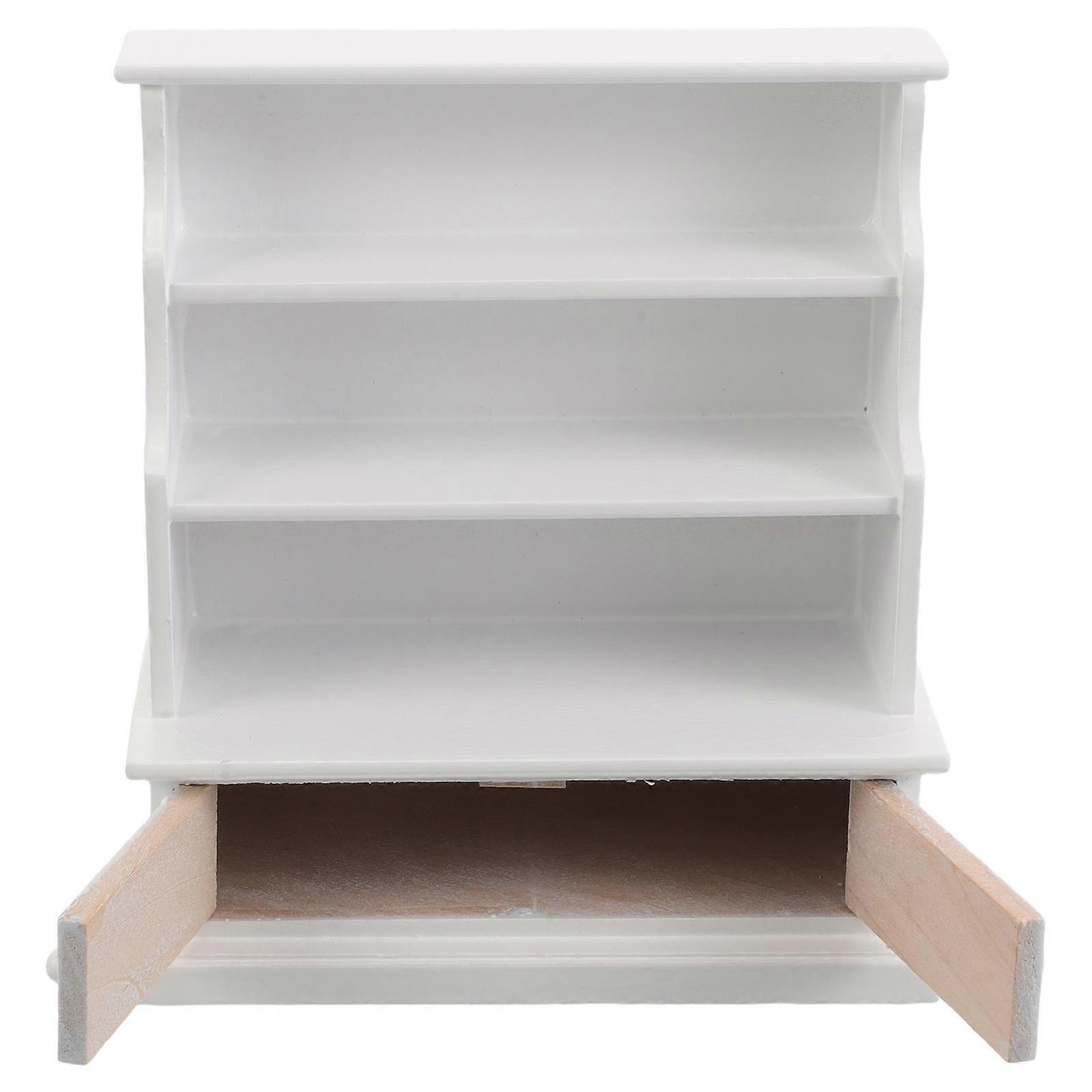 Wooden Miniature Bookshelf Dollhouse Cabinet for Storage 5Pcs Pack