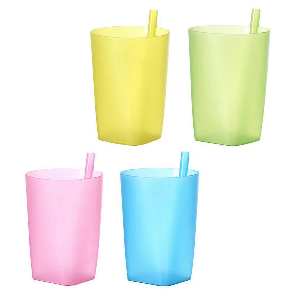 Børnekopper med sugerør, 4 stk. slikfarvede kopper