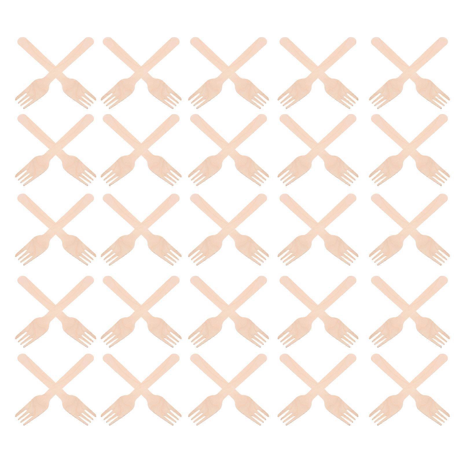 Creative Fruit Fork Salad Tableware Convenient Dining Khaki 16.00X2.60X0.10CM Robust Construction 100Pcs