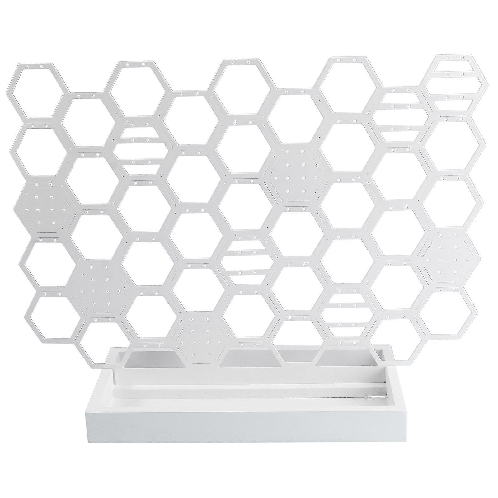 Honeycomb Shape Jewelry Display Holder for Jewelry 2Pcs White Storage Shelf
